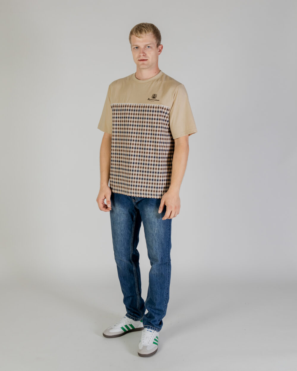 T-shirt Aquascutum ACTIVE CLUB CHECK LOGO T-SHIRT Beige - Foto 2