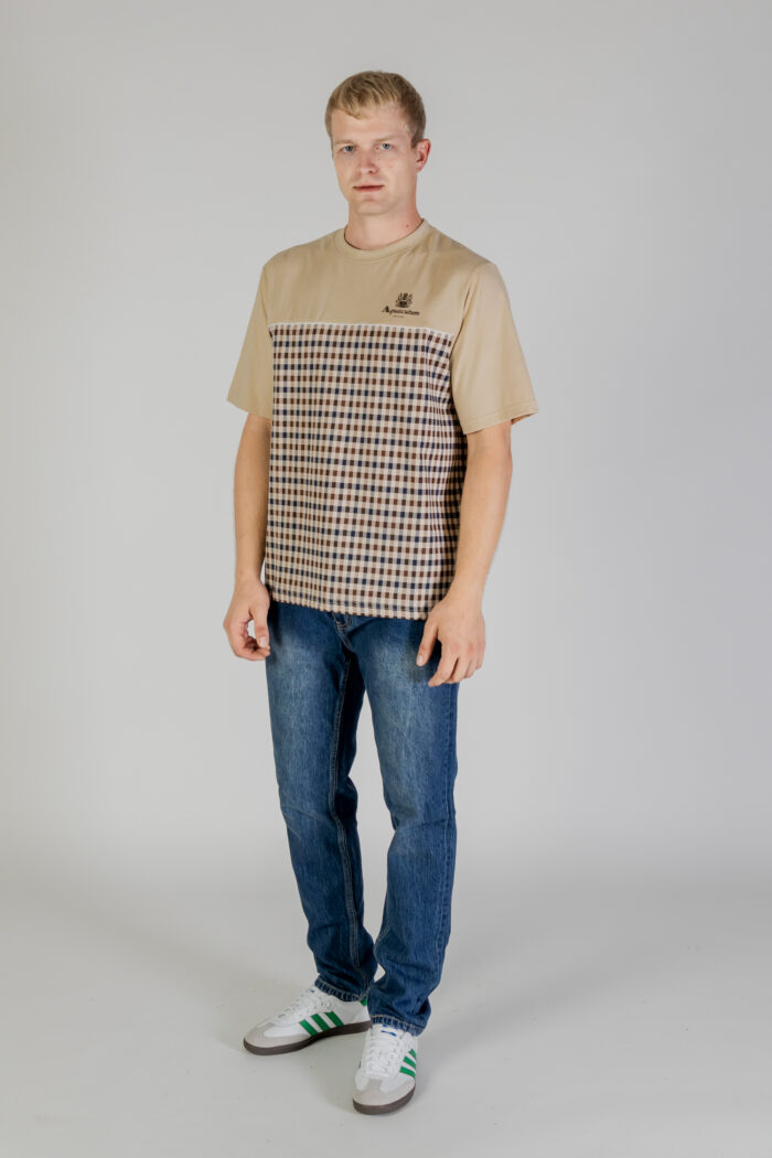 T-shirt Aquascutum ACTIVE CLUB CHECK LOGO T-SHIRT Beige