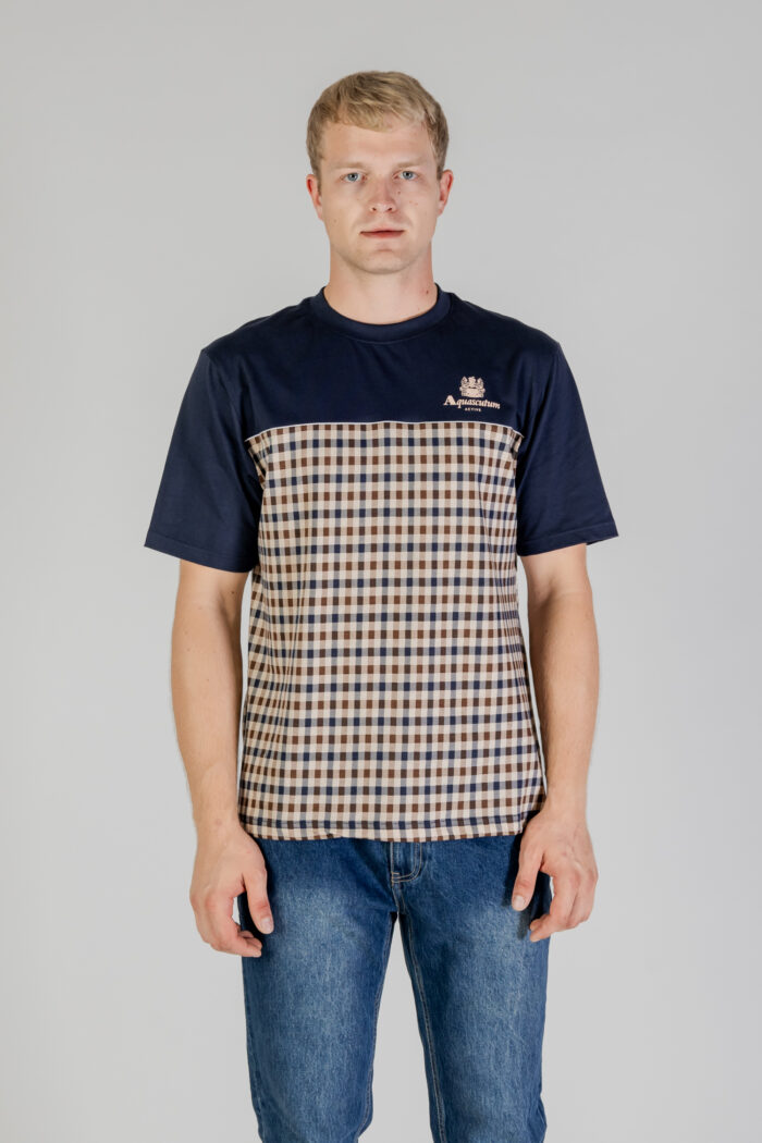 T-shirt Aquascutum ACTIVE CLUB CHECK LOGO T-SHIRT Blu