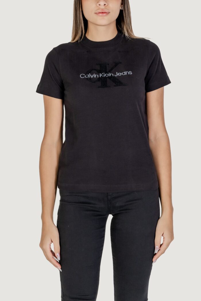 T-shirt Calvin Klein CHENILLE MONOLOGO Nero