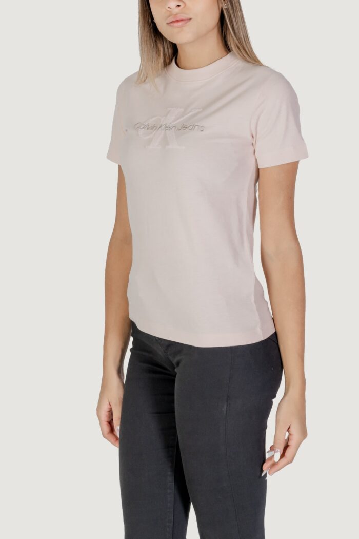 T-shirt Calvin Klein CHENILLE MONOLOGO Rosa Cipria