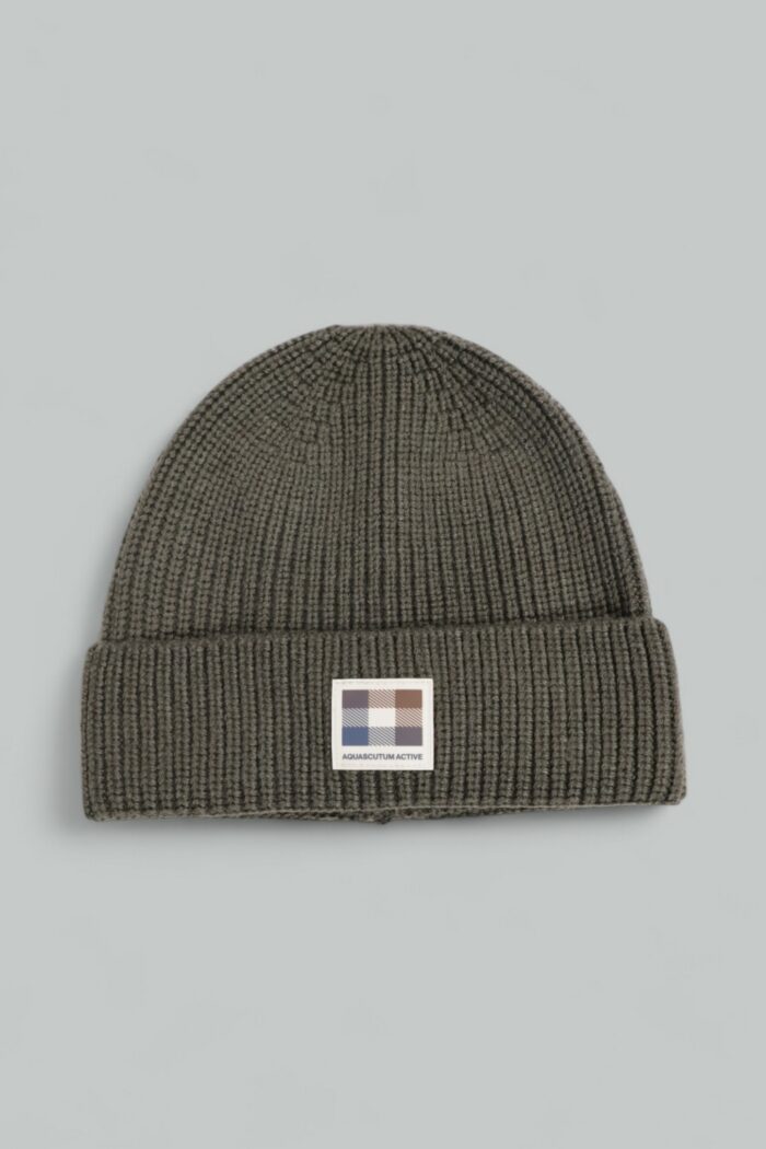 Berretto Aquascutum ACTIVE BEANIE PATCH Verde Oliva