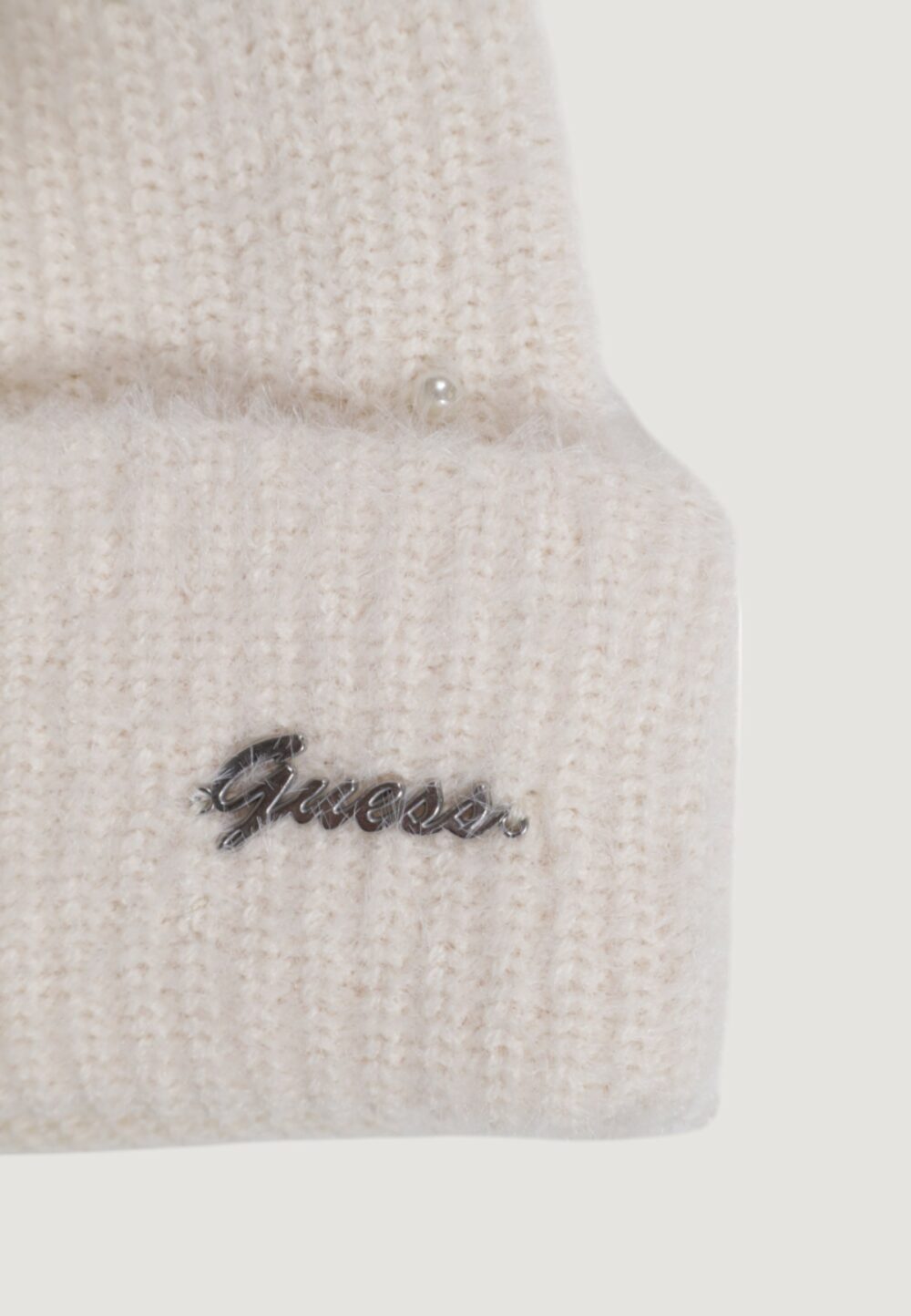 Berretto Guess TERESA PEARLS BEANIE SWTR Panna - Foto 4