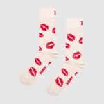 Calzini Lunghi Happy Socks KISSES SOCK UNISEX Beige - Foto 1