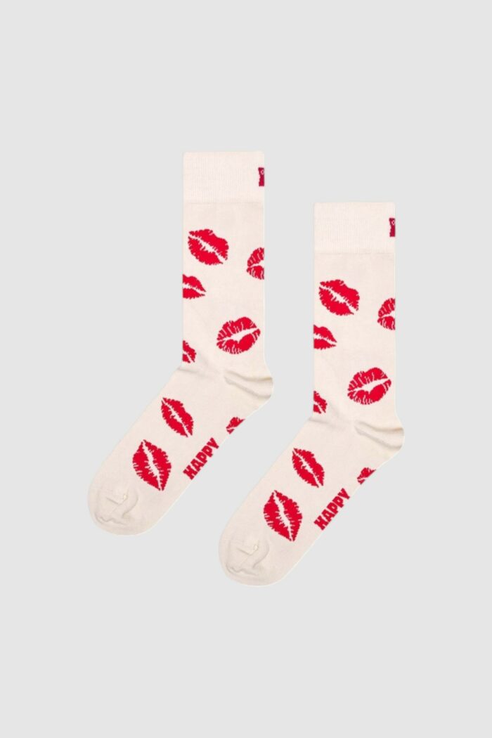 Calzini Lunghi Happy Socks KISSES SOCK UNISEX Beige