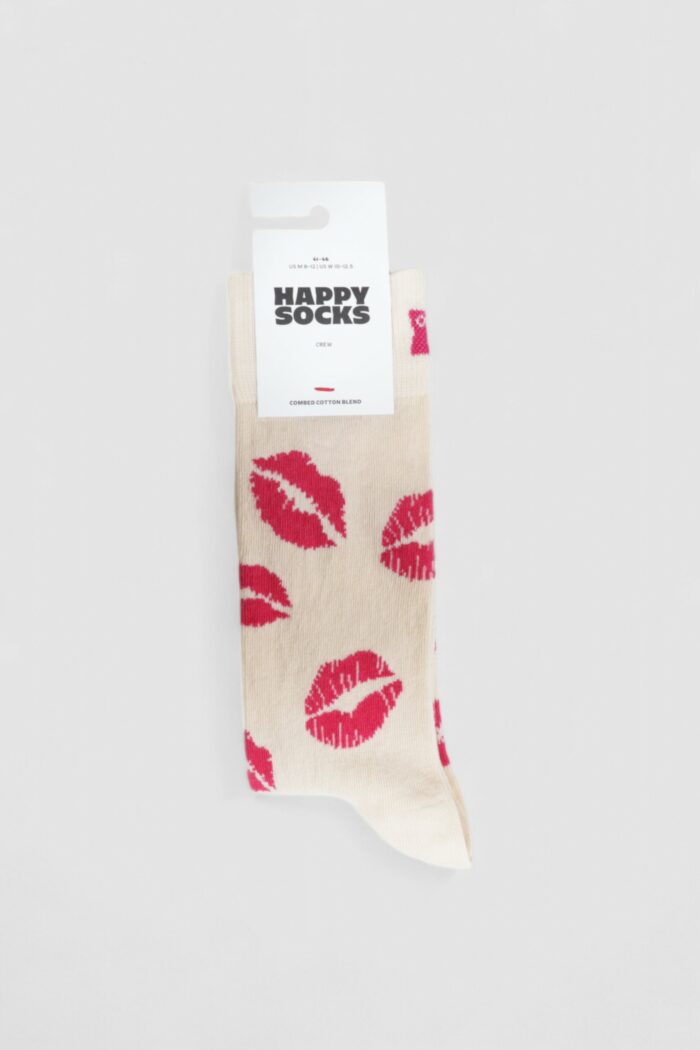 Calzini Lunghi Happy Socks KISSES SOCK UNISEX Beige