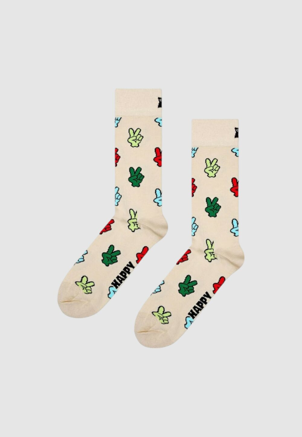 Calzini Lunghi Happy Socks VICTORY SIGN SOCK UNISEX Beige chiaro - Foto 1