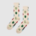 Calzini Lunghi Happy Socks VICTORY SIGN SOCK UNISEX Beige chiaro - Foto 1