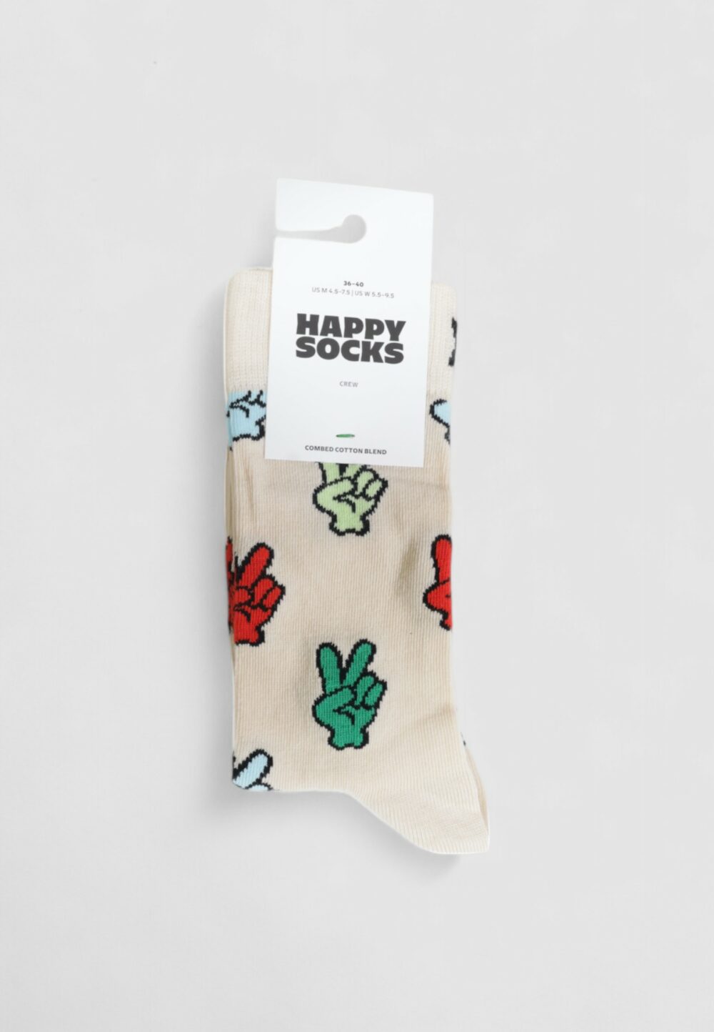 Calzini Lunghi Happy Socks VICTORY SIGN SOCK UNISEX Beige chiaro - Foto 2