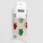 Calzini Lunghi Happy Socks VICTORY SIGN SOCK UNISEX Beige chiaro - Foto 2