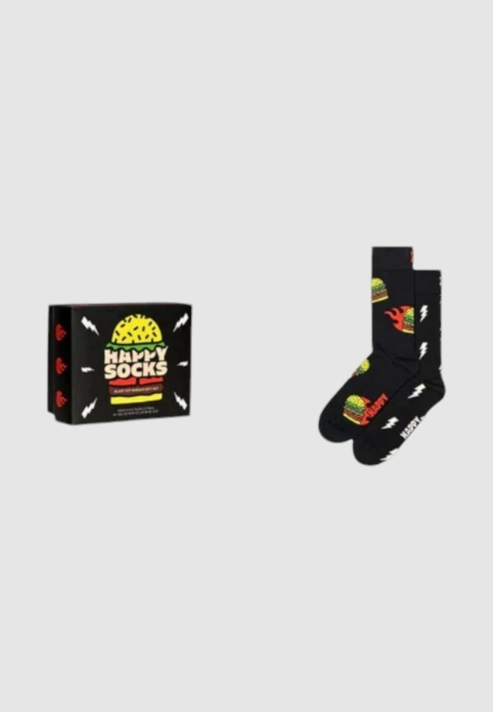 Calzini Lunghi Happy Socks 2-PACK BLAST OFF BURGER SOCKS GIFT SET Nero - Foto 4