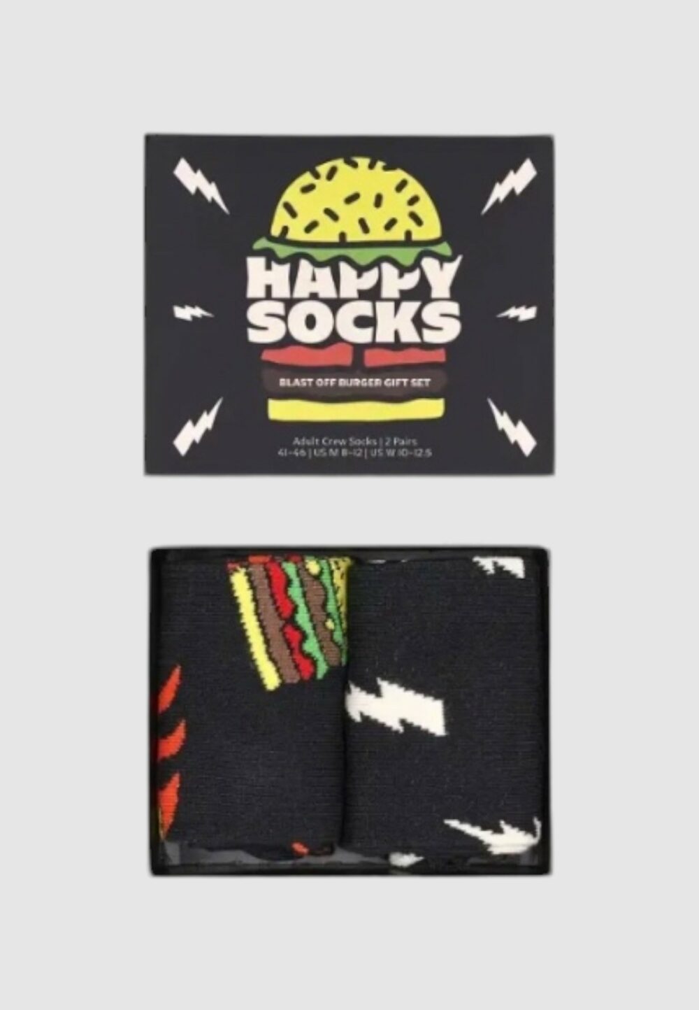 Calzini Lunghi Happy Socks 2-PACK BLAST OFF BURGER SOCKS GIFT SET Nero - Foto 3