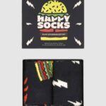 Calzini Lunghi Happy Socks 2-PACK BLAST OFF BURGER SOCKS GIFT SET Nero - Foto 3