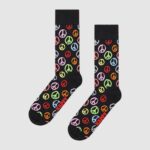 Calzini Lunghi Happy Socks PEACE SOCK UNISEX Nero - Foto 1