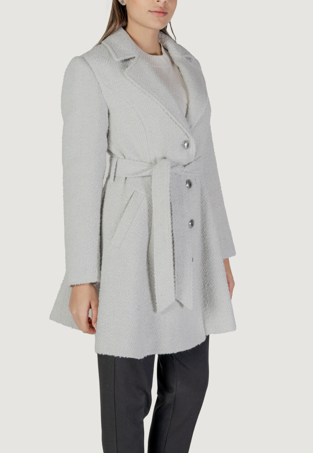 Cappotto Guess LOISE COAT Grigio Chiaro - Foto 4