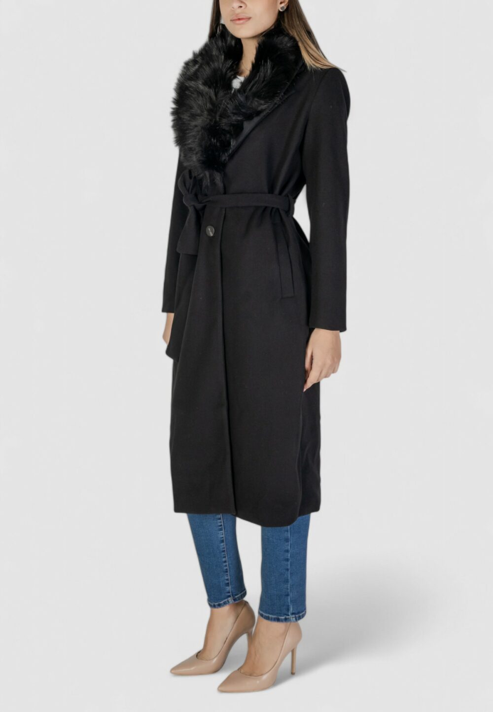 Cappotto Vila Clothes VIMETIL L/S LONG COLLAR COAT/KA Nero - Foto 2