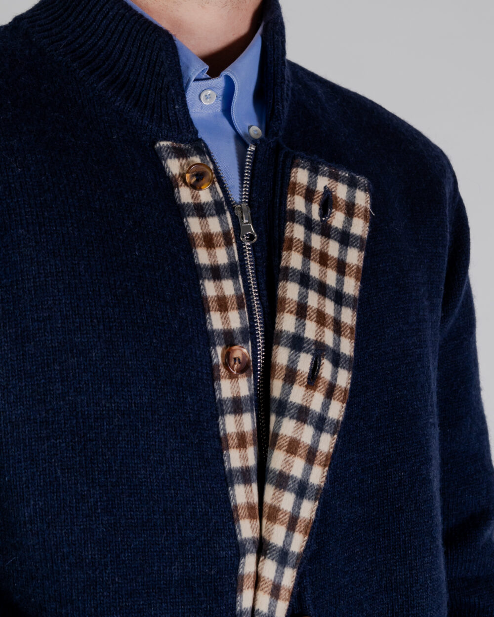 Cardigan Aquascutum ACTIVE CLUB CHECK CARDIGAN Blu - Foto 2