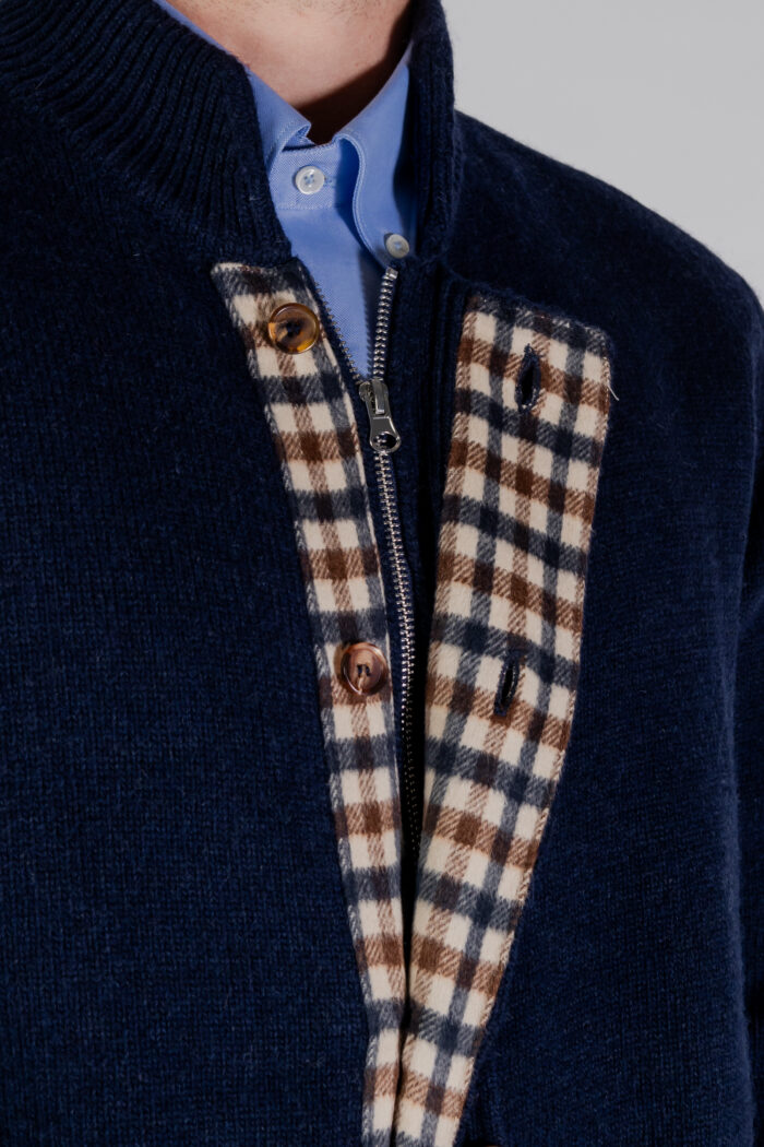 Cardigan Aquascutum ACTIVE CLUB CHECK CARDIGAN Blu