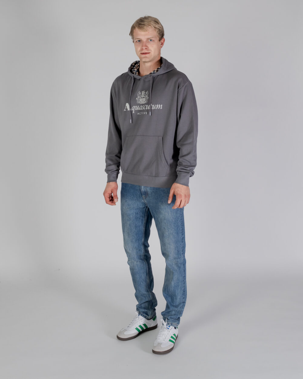 Felpa con cappuccio Aquascutum ACTIVE BIG LOGO HOODIE Antracite - Foto 2