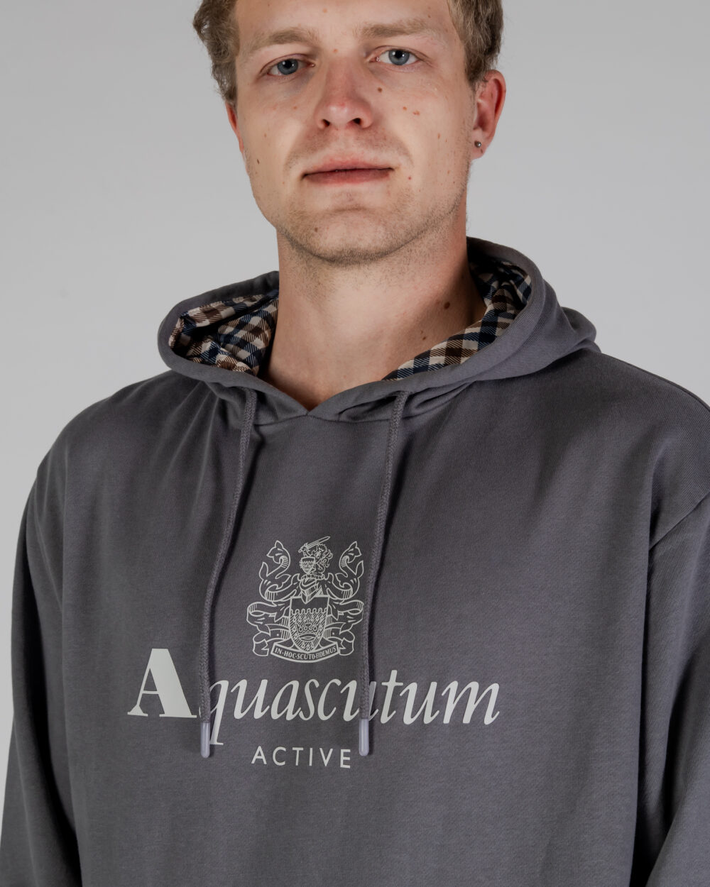 Felpa con cappuccio Aquascutum ACTIVE BIG LOGO HOODIE Antracite - Foto 4