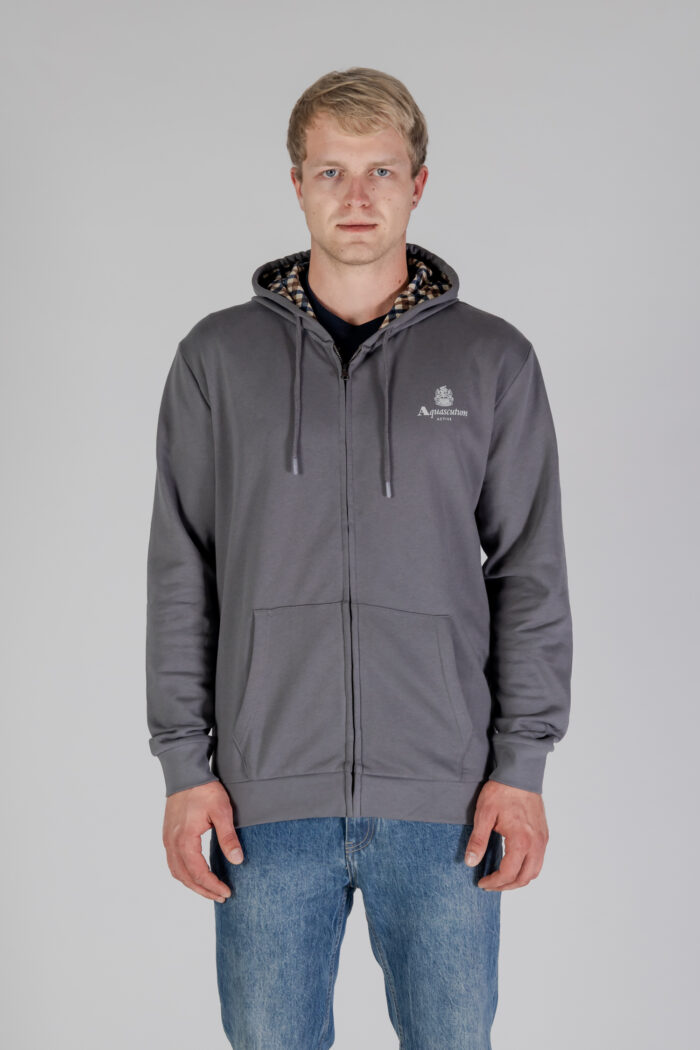 Felpa con cappuccio Aquascutum ACTIVE SMALL LOGO FZ HOODIE Antracite