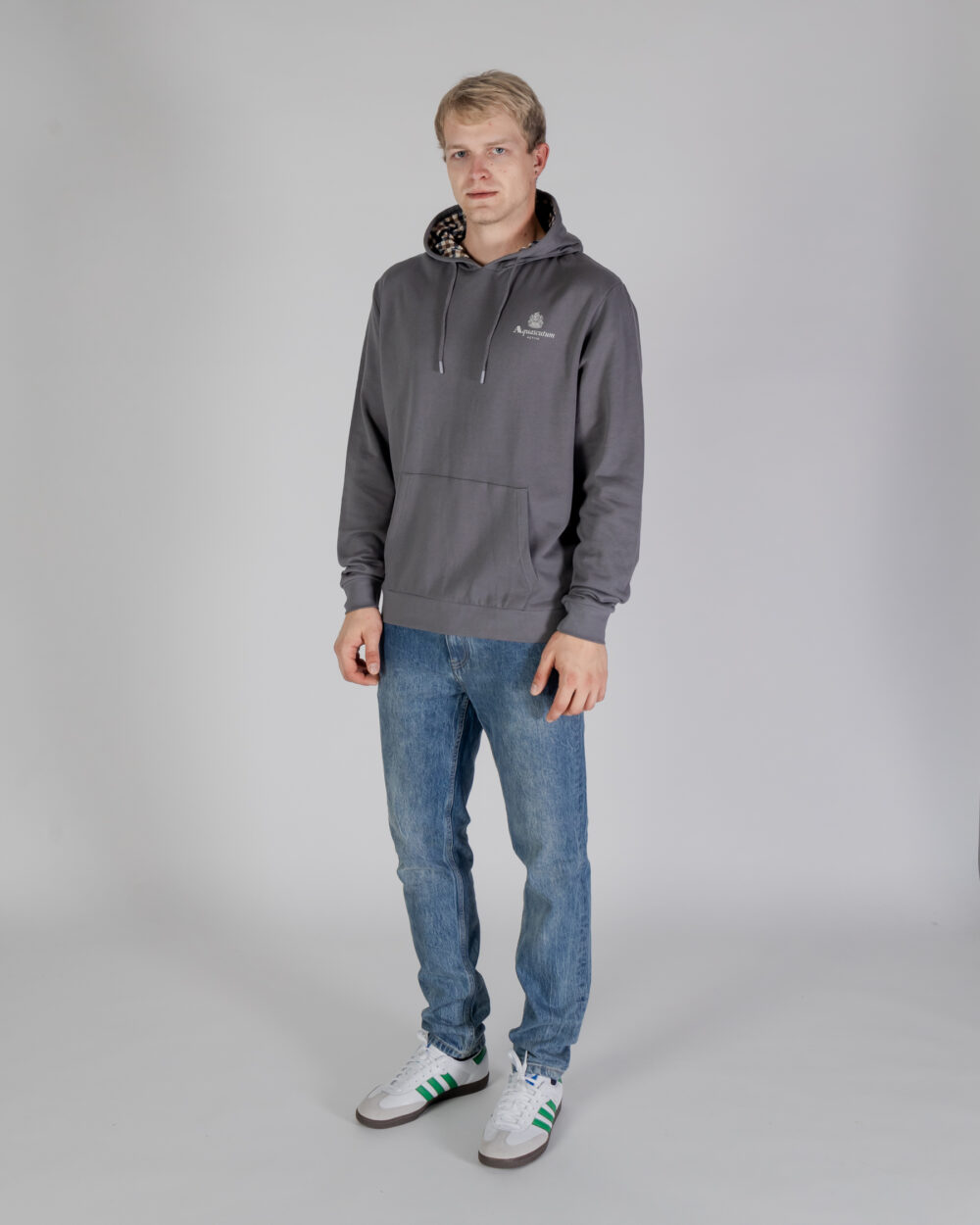 Felpa con cappuccio Aquascutum ACTIVE SMALL LOGO HOODIE Antracite - Foto 2