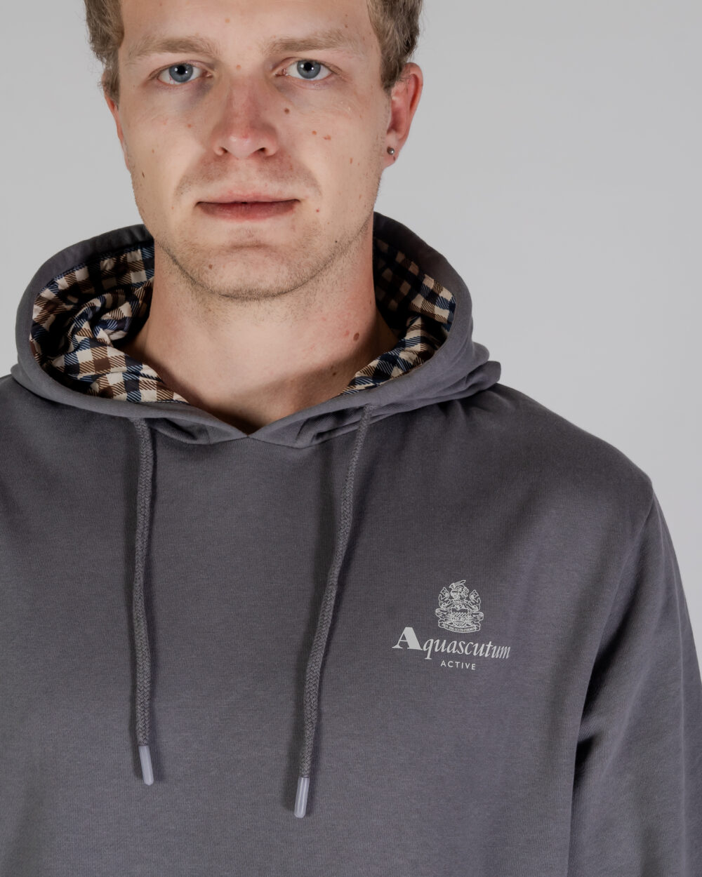 Felpa con cappuccio Aquascutum ACTIVE SMALL LOGO HOODIE Antracite - Foto 3