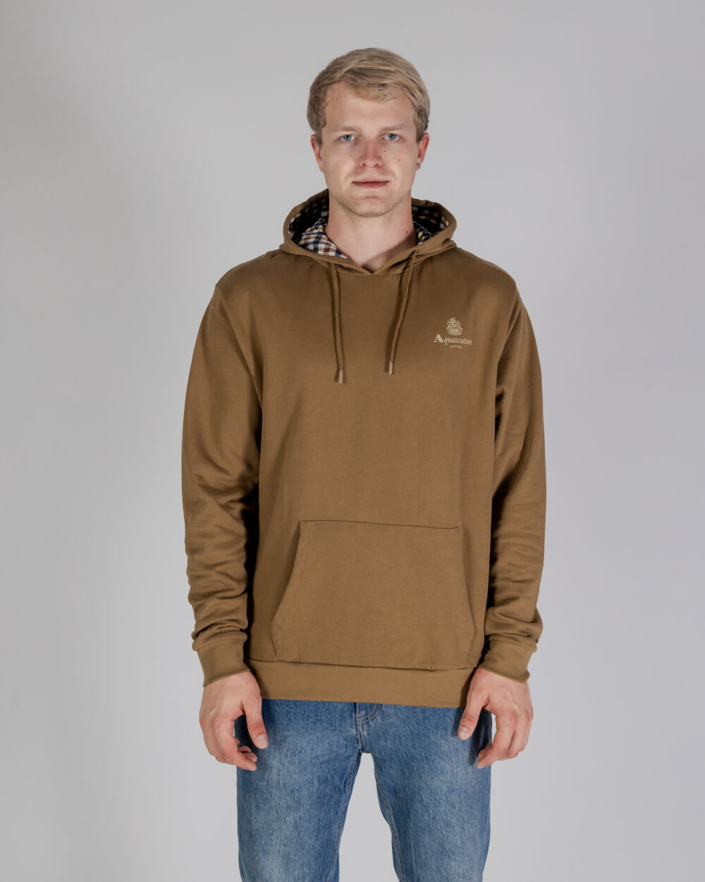 Felpa con cappuccio Aquascutum ACTIVE SMALL LOGO HOODIE Beige scuro - Foto 1