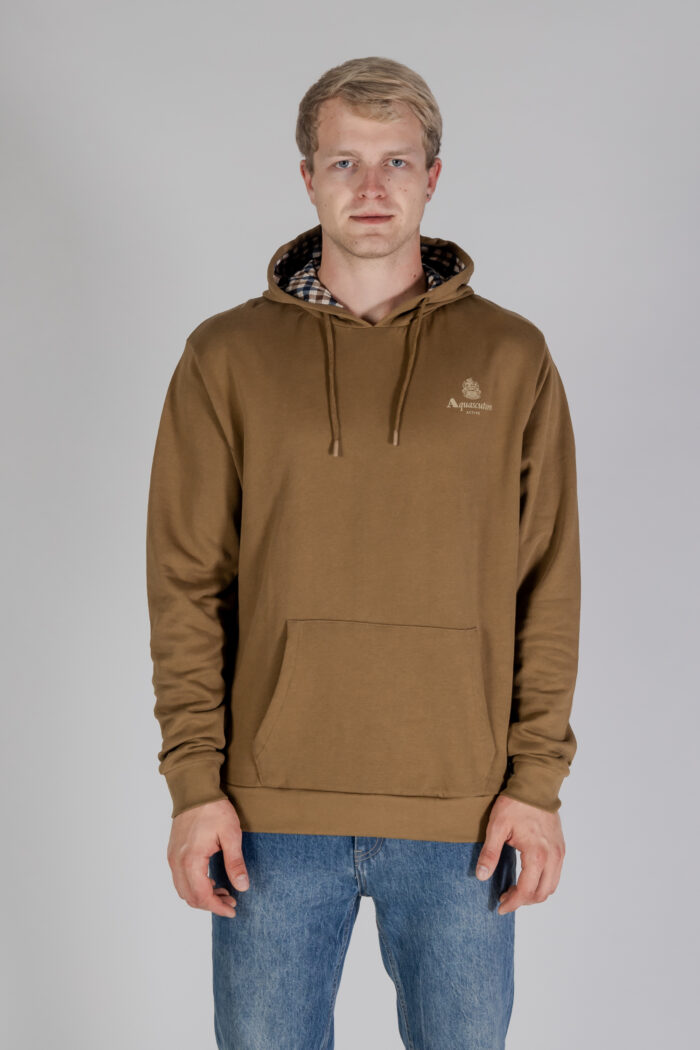 Felpa con cappuccio Aquascutum ACTIVE SMALL LOGO HOODIE Beige scuro