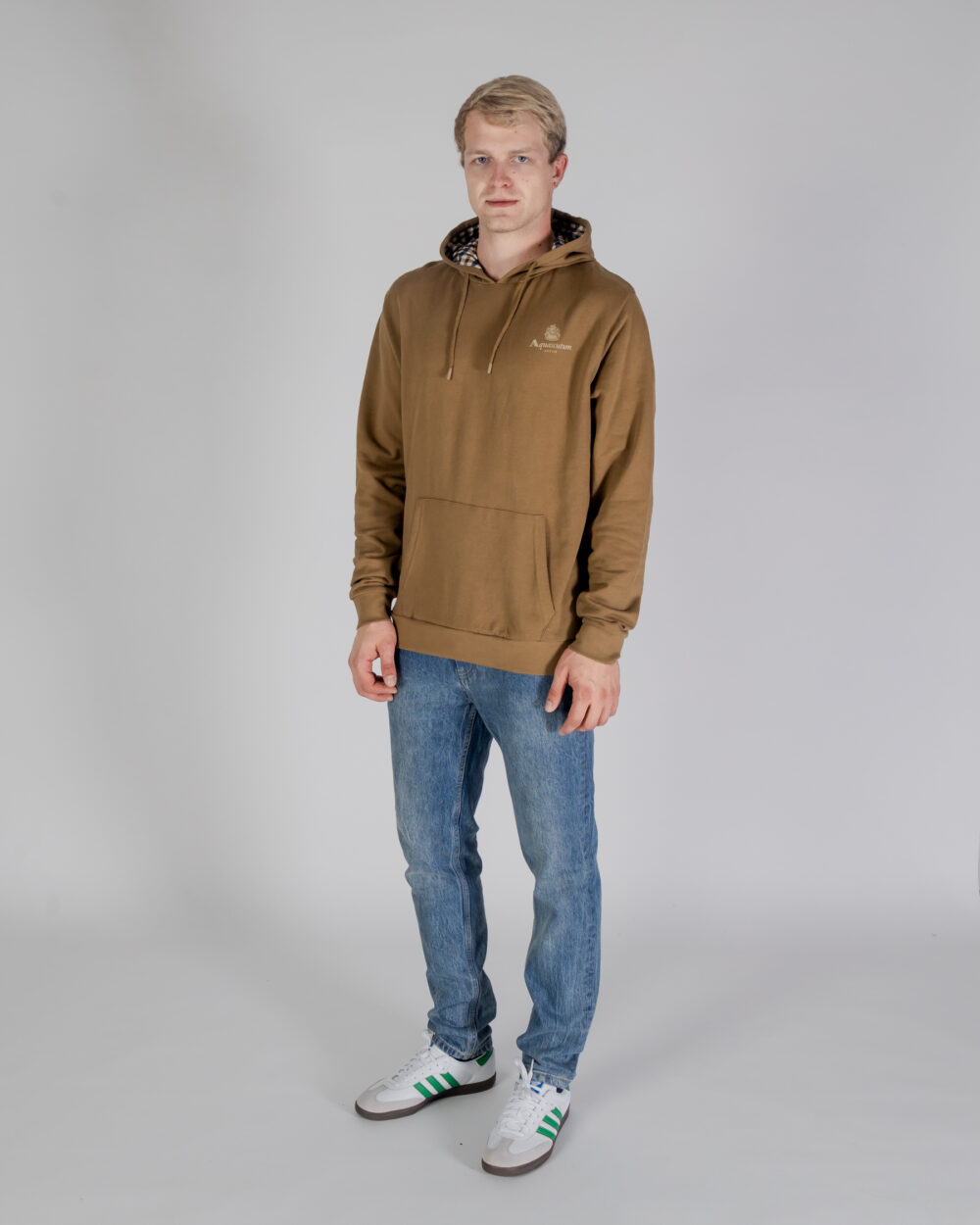 Felpa con cappuccio Aquascutum ACTIVE SMALL LOGO HOODIE Beige scuro - Foto 2