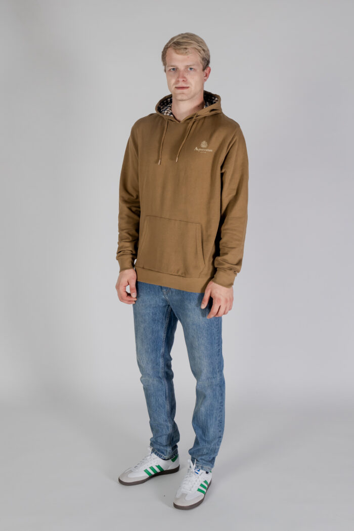 Felpa con cappuccio Aquascutum ACTIVE SMALL LOGO HOODIE Beige scuro