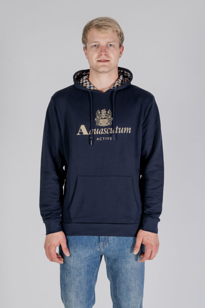 Felpa con cappuccio Aquascutum ACTIVE BIG LOGO HOODIE Blu