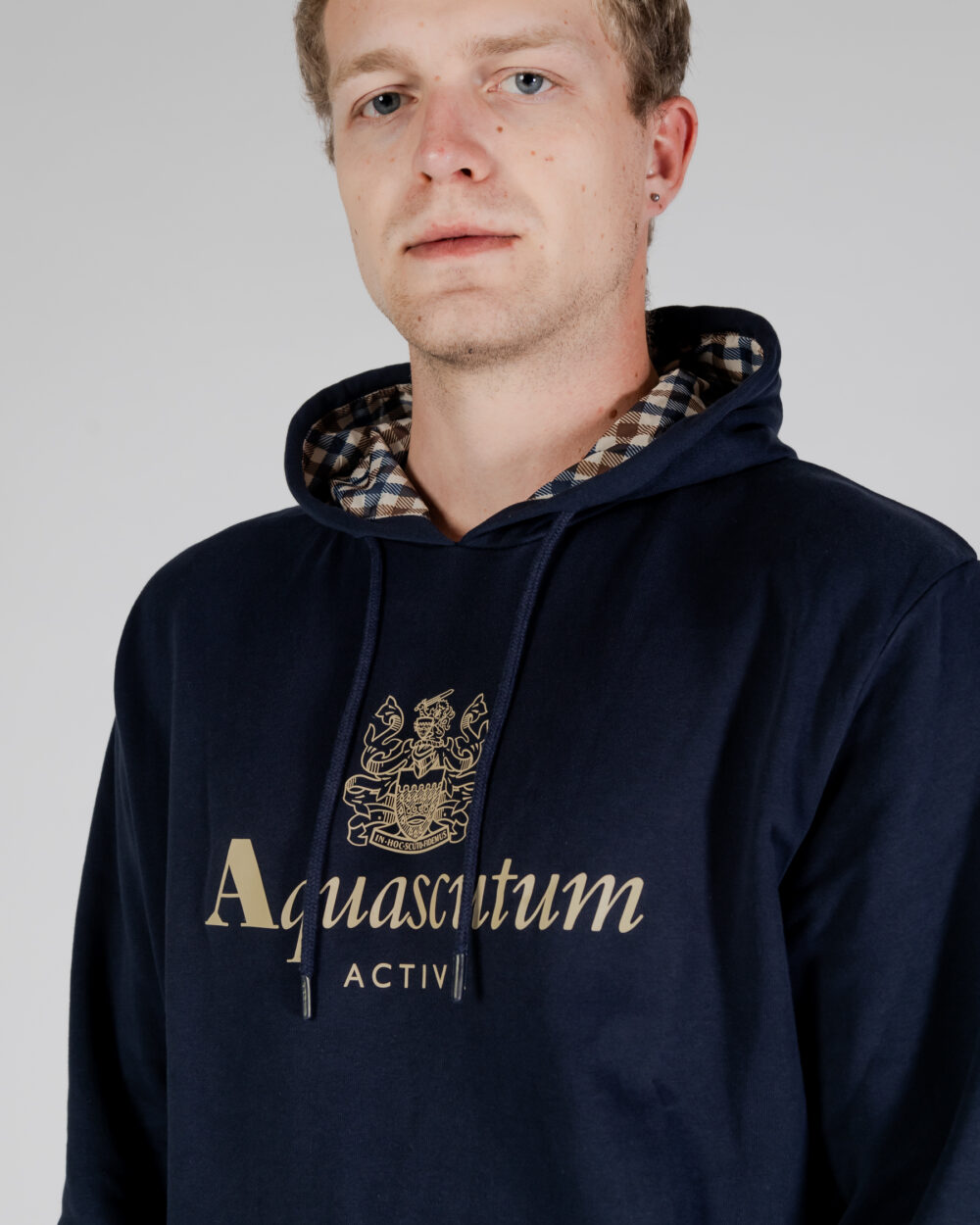 Felpa con cappuccio Aquascutum ACTIVE BIG LOGO HOODIE Blu - Foto 4