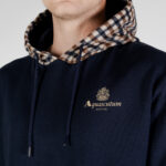 Felpa con cappuccio Aquascutum ACTIVE CLUB CHECK MERINO HOODIE Blu - Foto 4