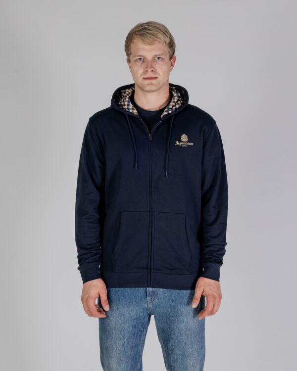 Felpa con cappuccio Aquascutum ACTIVE SMALL LOGO FZ HOODIE Blu - Foto 1