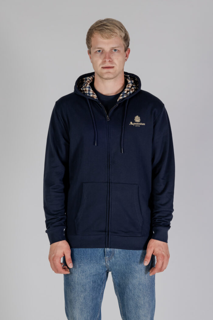 Felpa con cappuccio Aquascutum ACTIVE SMALL LOGO FZ HOODIE Blu