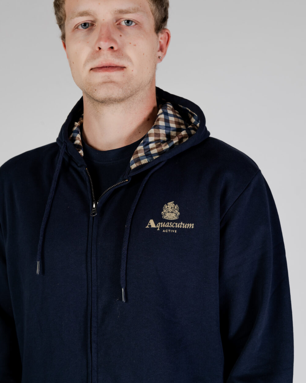 Felpa con cappuccio Aquascutum ACTIVE SMALL LOGO FZ HOODIE Blu - Foto 2