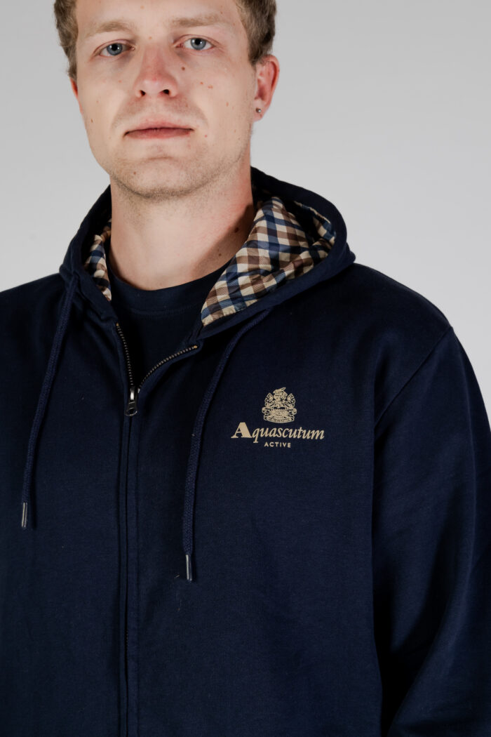 Felpa con cappuccio Aquascutum ACTIVE SMALL LOGO FZ HOODIE Blu