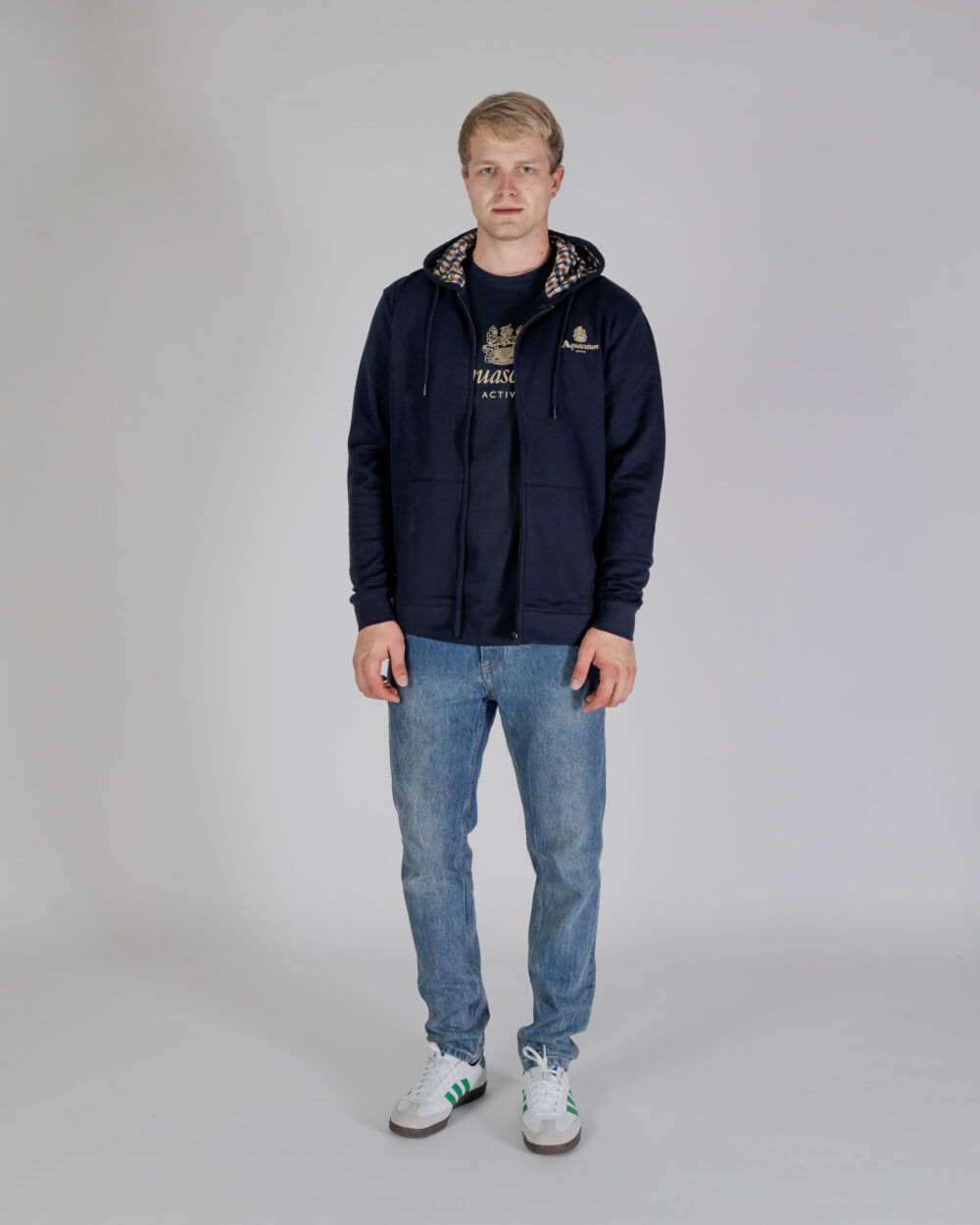 Felpa con cappuccio Aquascutum ACTIVE SMALL LOGO FZ HOODIE Blu - Foto 4