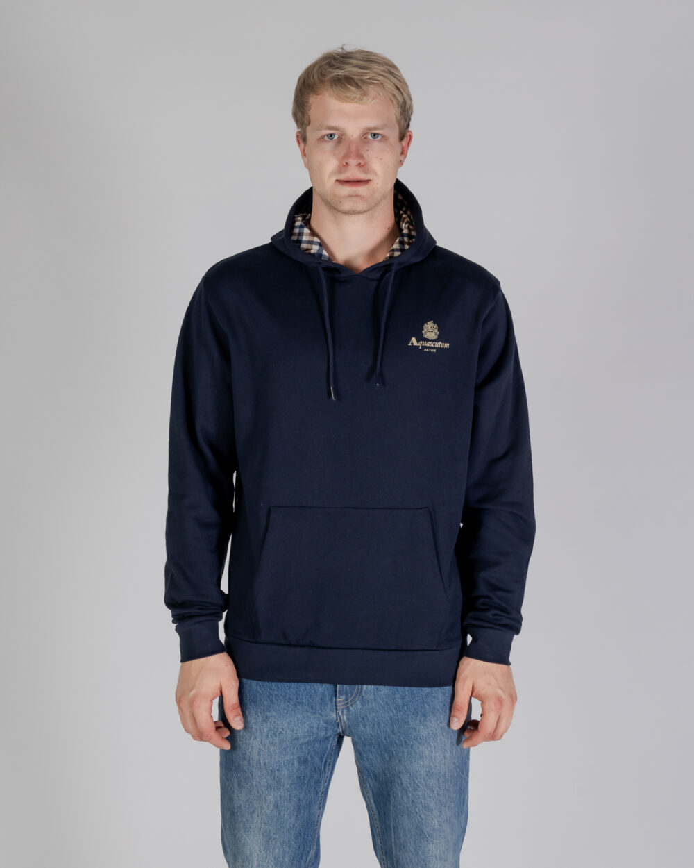 Felpa con cappuccio Aquascutum ACTIVE SMALL LOGO HOODIE Blu - Foto 1