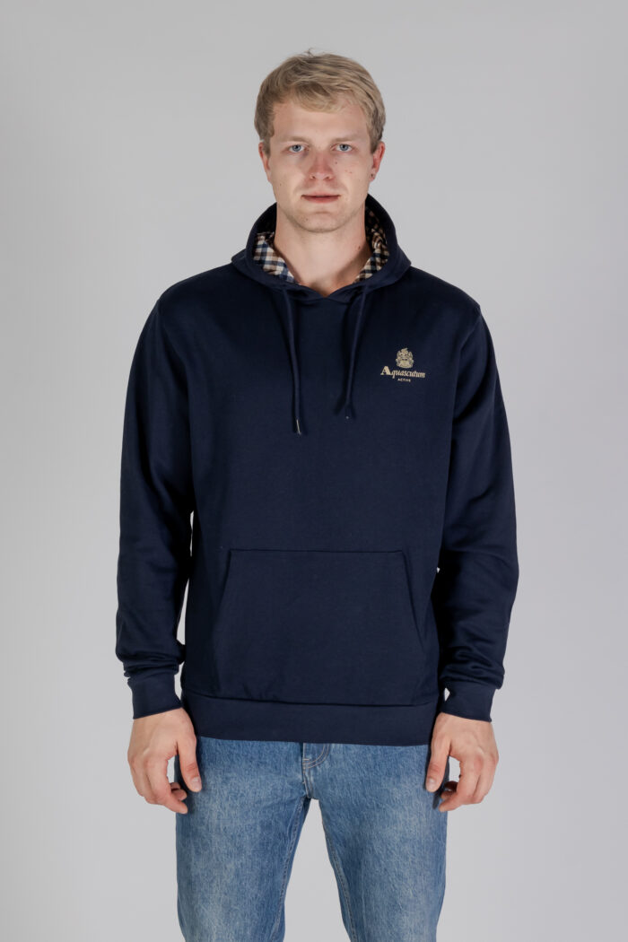 Felpa con cappuccio Aquascutum ACTIVE SMALL LOGO HOODIE Blu