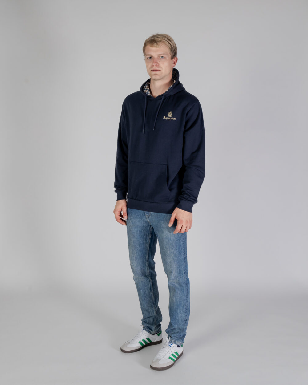 Felpa con cappuccio Aquascutum ACTIVE SMALL LOGO HOODIE Blu - Foto 2