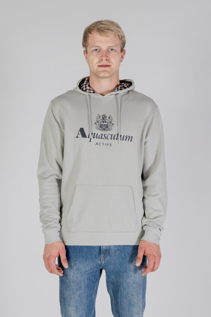 Felpa con cappuccio Aquascutum ACTIVE BIG LOGO HOODIE Grigio