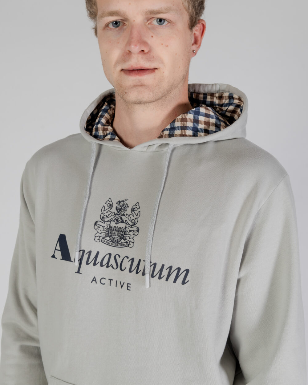 Felpa con cappuccio Aquascutum ACTIVE BIG LOGO HOODIE Grigio - Foto 5