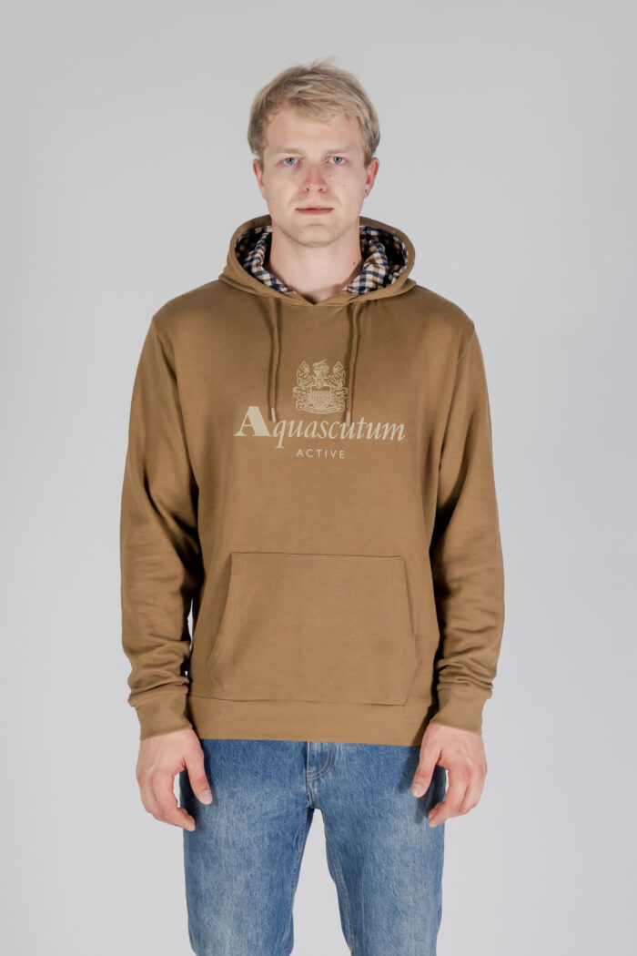 Felpa con cappuccio Aquascutum ACTIVE BIG LOGO HOODIE Marrone