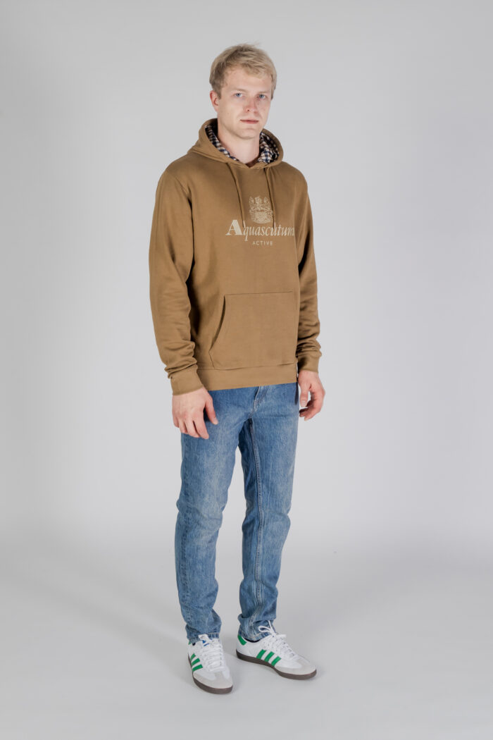 Felpa con cappuccio Aquascutum ACTIVE BIG LOGO HOODIE Marrone