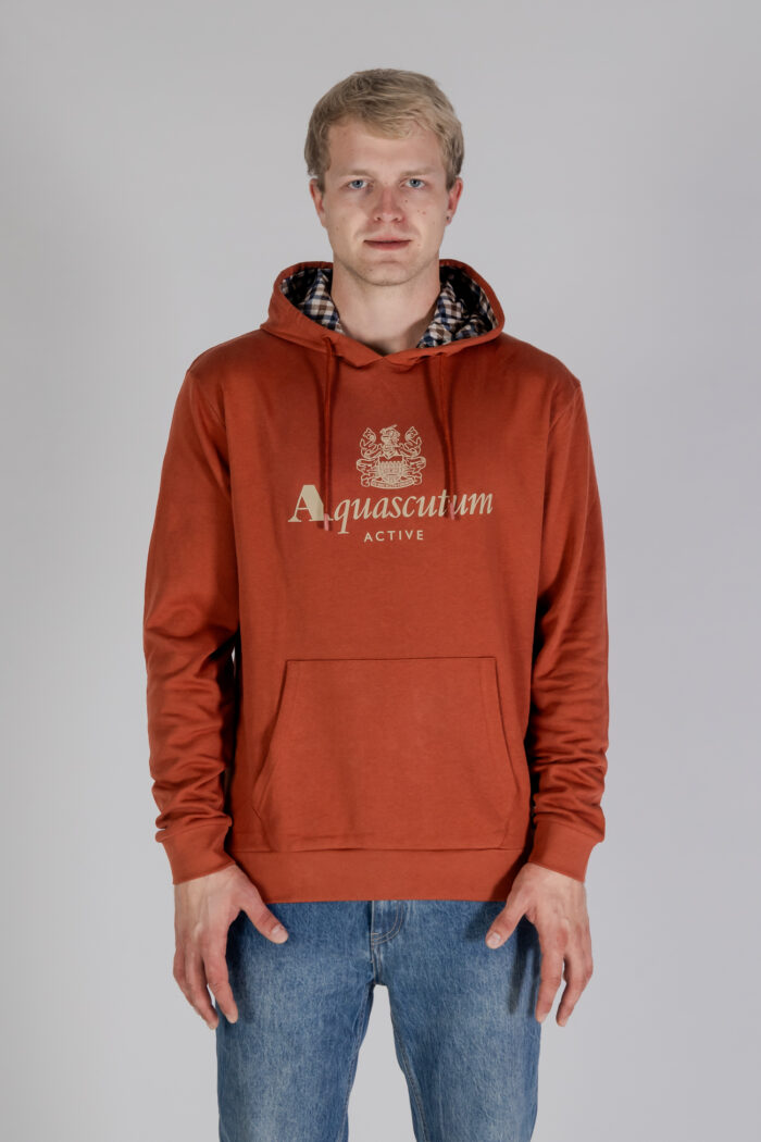 Felpa con cappuccio Aquascutum ACTIVE BIG LOGO HOODIE Ruggine