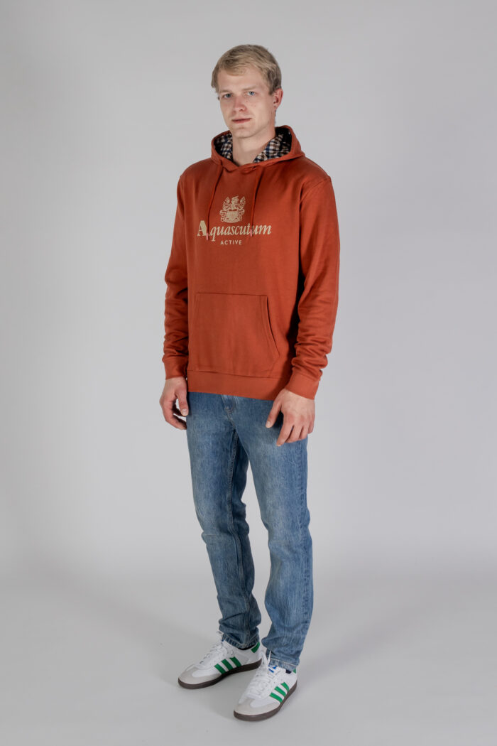 Felpa con cappuccio Aquascutum ACTIVE BIG LOGO HOODIE Ruggine