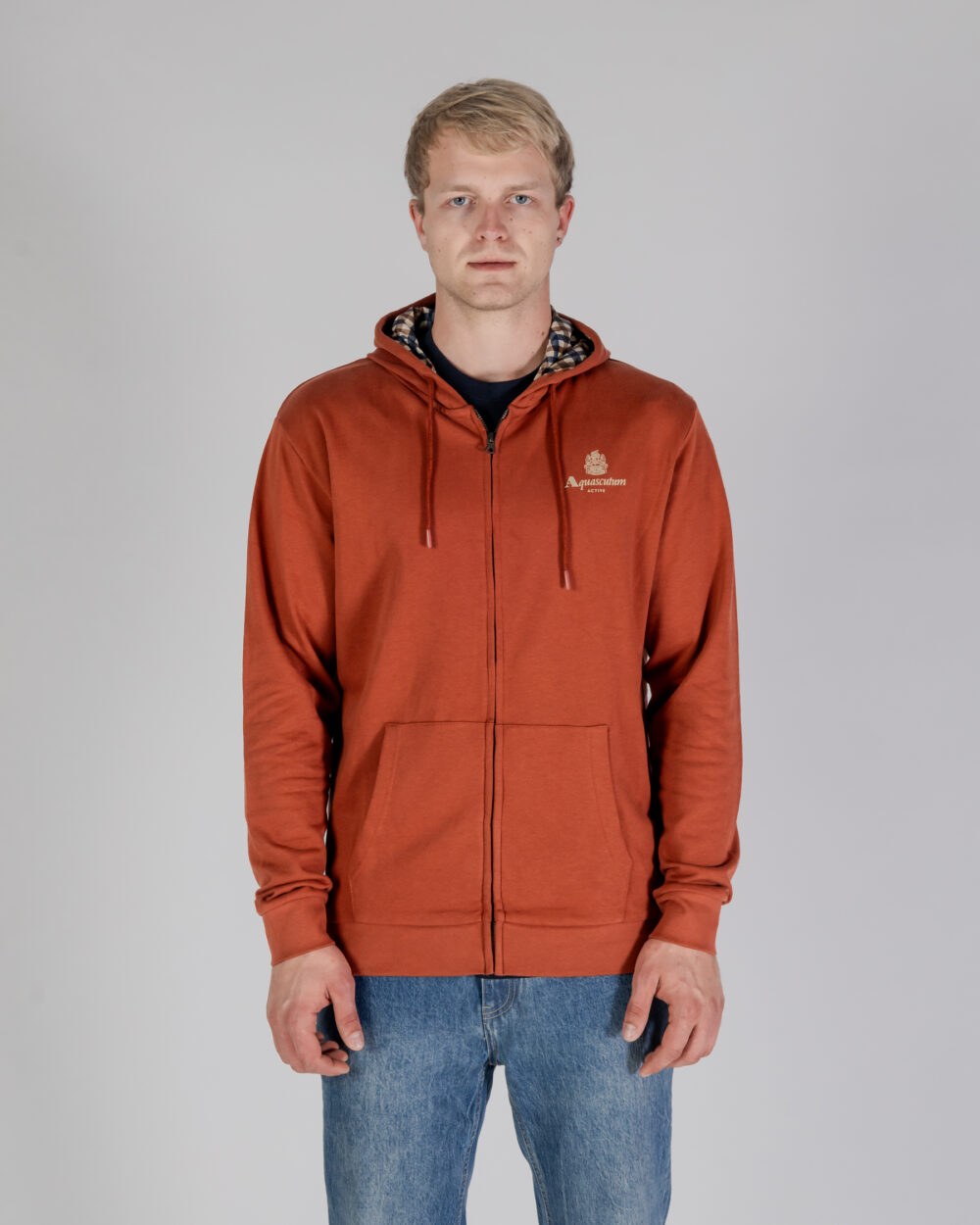 Felpa con cappuccio Aquascutum ACTIVE SMALL LOGO FZ HOODIE Ruggine - Foto 1