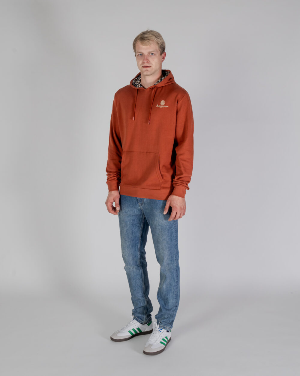 Felpa con cappuccio Aquascutum ACTIVE SMALL LOGO HOODIE Ruggine - Foto 2